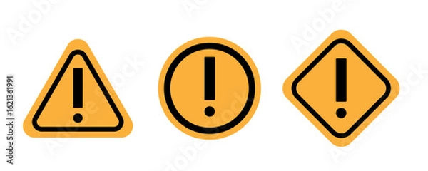 Obraz Caution icon with exclamation mark. Danger sign, alert vector symbol, risk, alarm message set