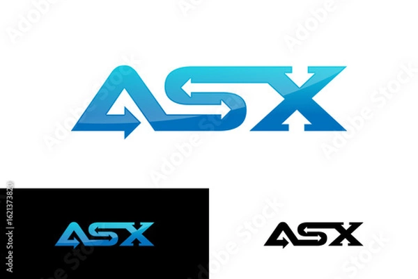 Fototapeta letter initial ASX arrow concept monogram logo blue gradient color