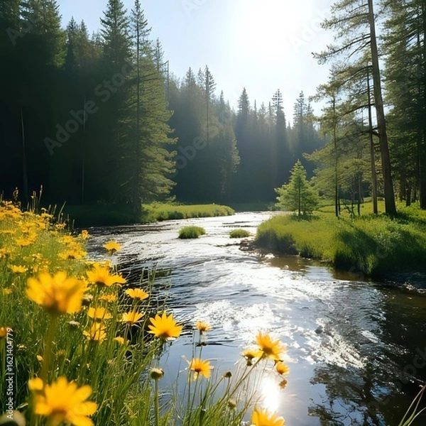 Fototapeta river in the forest