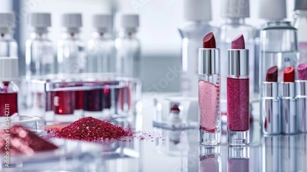 Fototapeta Makeup products display in laboratory