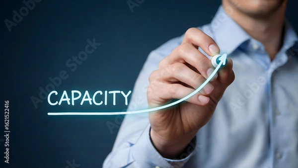 Fototapeta Businessman increasing capacity with marker for business growth strategy