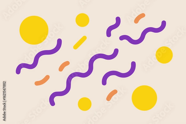 Fototapeta Purple Yellow Squiggle Texture with Organic Elements