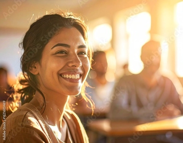 Obraz A close-up shot focusing on a student's face as it lights up with understanding