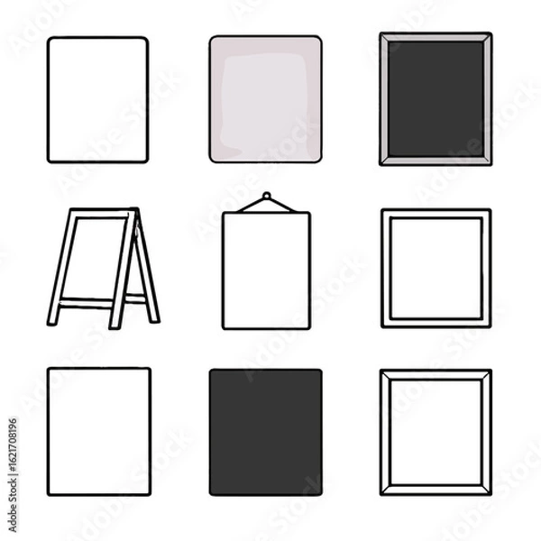 Fototapeta Mockup boards icon simple outline minimal frame thin chalkboard menu panel vector