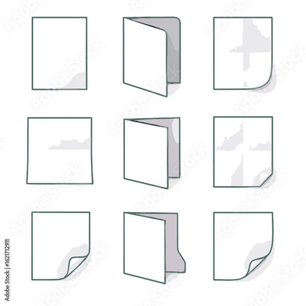 Fototapeta Shadow icon flip vector paper open soft folded fold gentle mockup