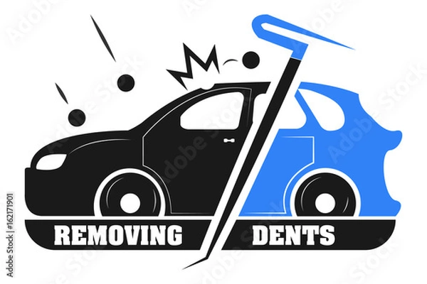 Fototapeta usuwanie wgnieceń z samochodów bez malowania. logo firmy.