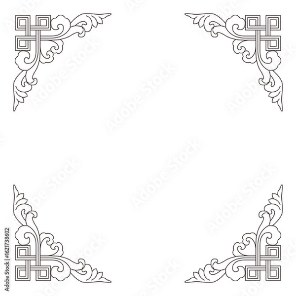 Fototapeta Traditional ornamental corner elements with swirl patterns create a beautiful frame.