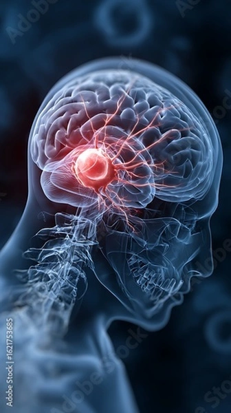 Fototapeta Brain Aneurysm Highlighted In Human Brain Anatomy vascular