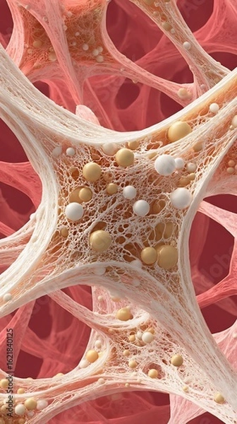 Fototapeta Microscopic view of bone tissue with osteocytes and marrow