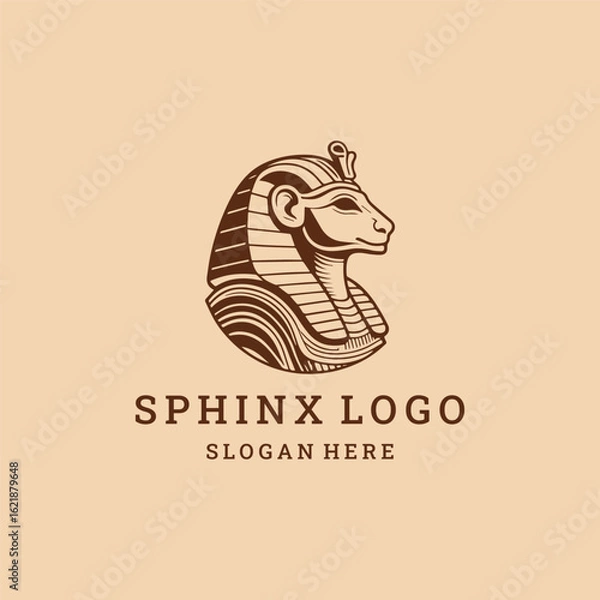 Fototapeta Mysterious sphinx logo with ancient Egyptian elegance.