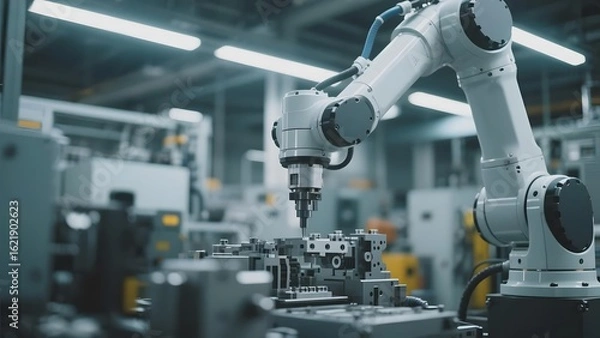 Obraz Robotic Arm Performing Precision Tasks in a Modern Manufacturing Facility