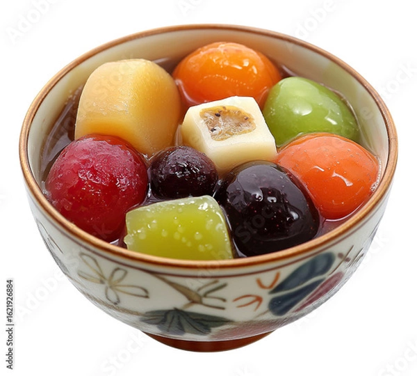 Fototapeta Anmitsu Japanese dessert isolated on transparent background