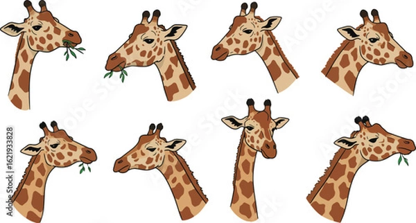 Fototapeta Cartoon giraffe heads pattern