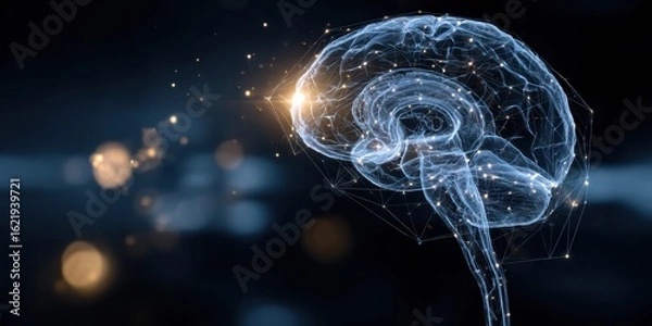 Fototapeta Gut Brain Connection Illustrated With Neural Pathways and Glowing Elements