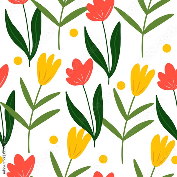 Obraz Floral Seamless Pattern On white Background
