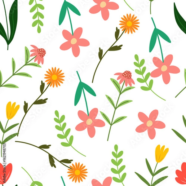 Obraz Floral Seamless Pattern On white Background