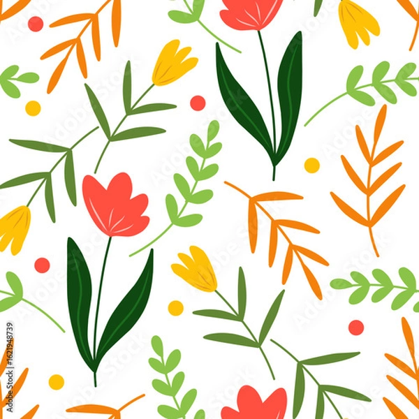 Obraz Floral Seamless Pattern On white Background