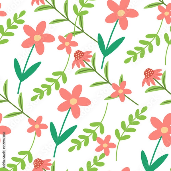 Obraz Floral Seamless Pattern On white Background