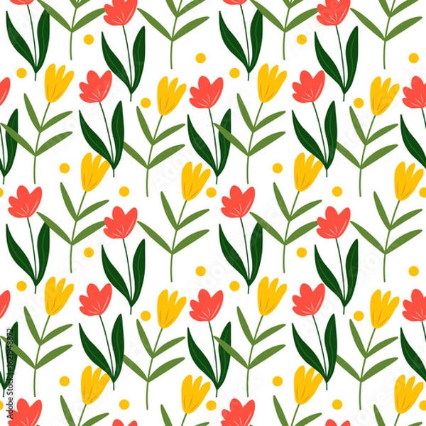Obraz Floral Seamless Pattern On white Background