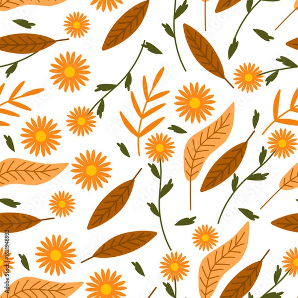 Obraz Floral Seamless Pattern On white Background