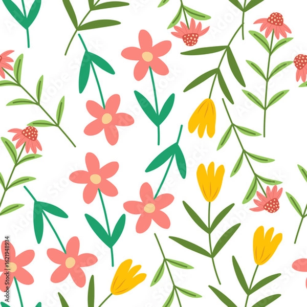 Obraz Floral Seamless Pattern On white Background