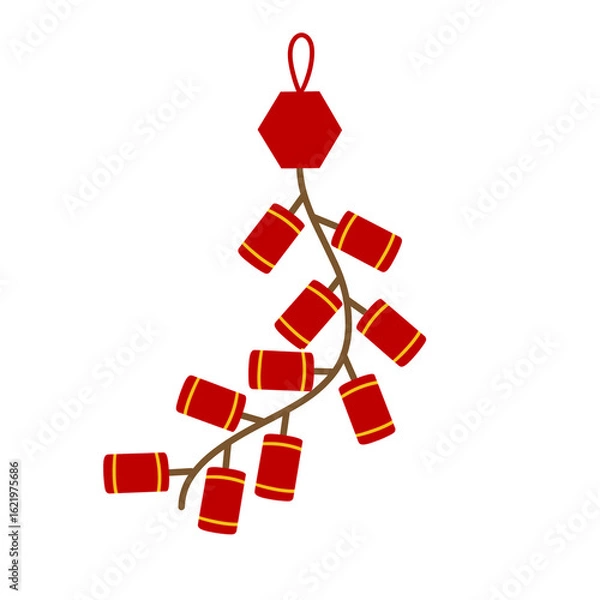 Fototapeta Illustration of chinese lunar new year firecrackers icon element decoration