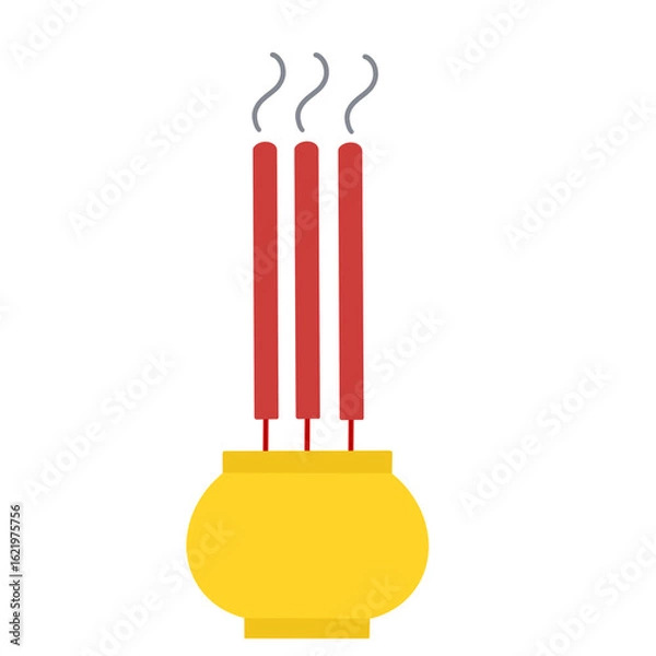Fototapeta Illustration of chinese lunar new year incence with burner icon element decoration