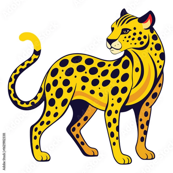 Fototapeta A funny cartoon leopard vector illustration