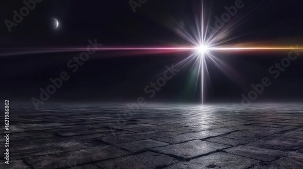 Fototapeta Cosmic dawn on paved ground