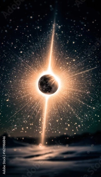 Fototapeta Cosmic eclipse over frozen landscape