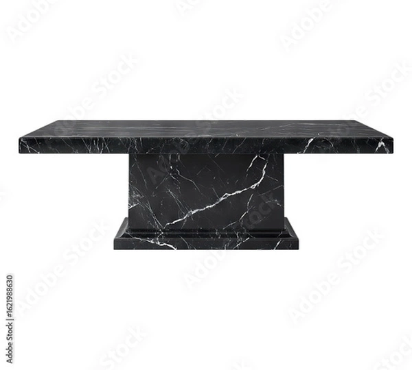 Fototapeta Black marble stone table isolated on transparent background