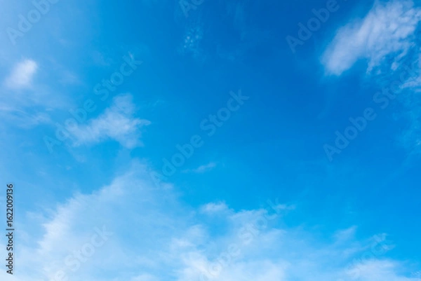 Fototapeta Panorama of cloud clear sky background for summer vacation concept at ocean and summer sea water with sunlight of beautiful cloudy	