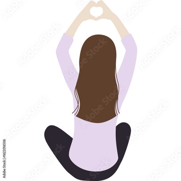 Fototapeta Girl sitting back pose illustration