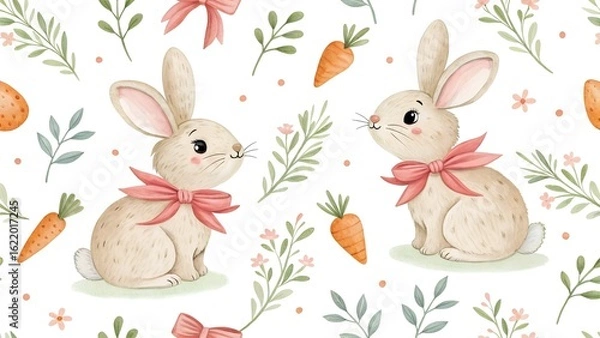 Fototapeta easter bunny and easter eggs