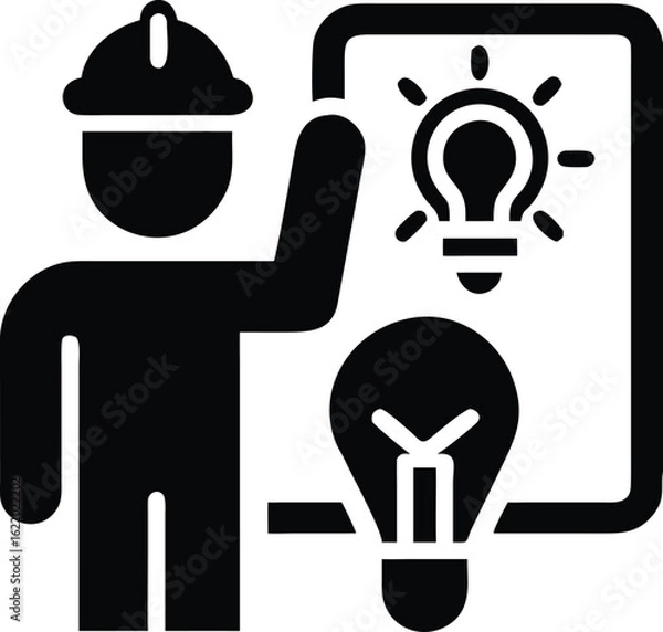 Obraz Engineer with a bright idea icon