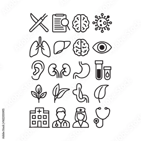Fototapeta Set of Healthcare and Medical Related Line Icons. Outline Symbol Collection