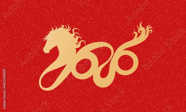 Fototapeta 2026 Chinese Year of the Horse red cover background