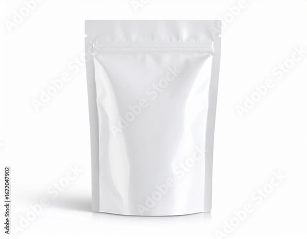 Fototapeta 白い無地のパッケージ袋のモックアップサンプル　デザイン　新商品開発　白背景	