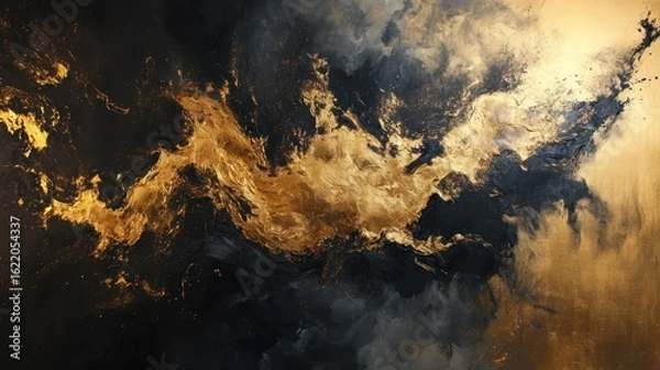 Fototapeta Abstract gold and dark clouds swirling background