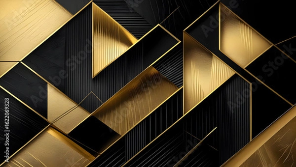 Obraz Abstract black gold geometric square pattern