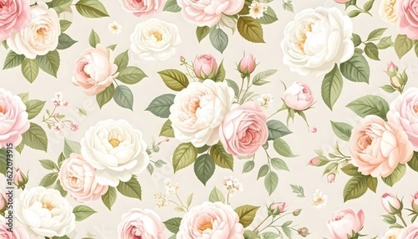 Obraz Delicate Pastel Roses Seamless Pattern Design