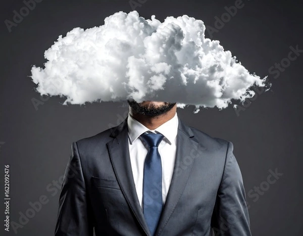 Obraz Businessman with a cloud head