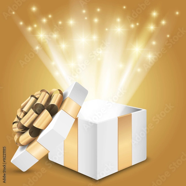 Obraz Gift box with shining light Vector