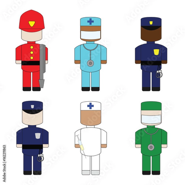 Obraz Set the profession help to people in uniform
