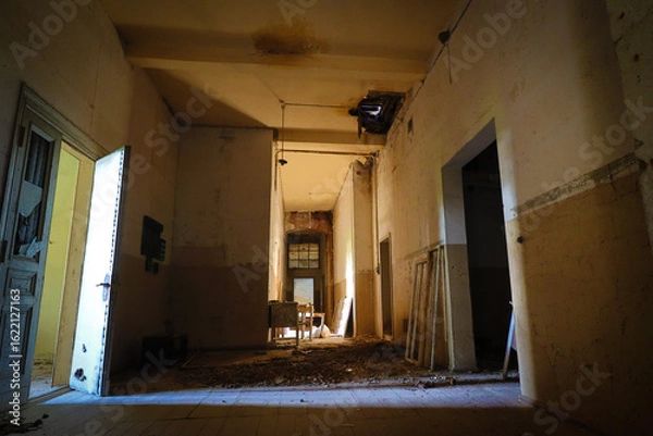 Fototapeta dark hallway in an empty house