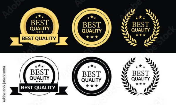Fototapeta Best quality badge vector and labels design elements. High quality badge. Gold and black vector emblems collection.