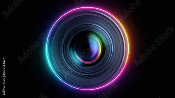 Obraz abstract motion blur of neon light trails in circle

