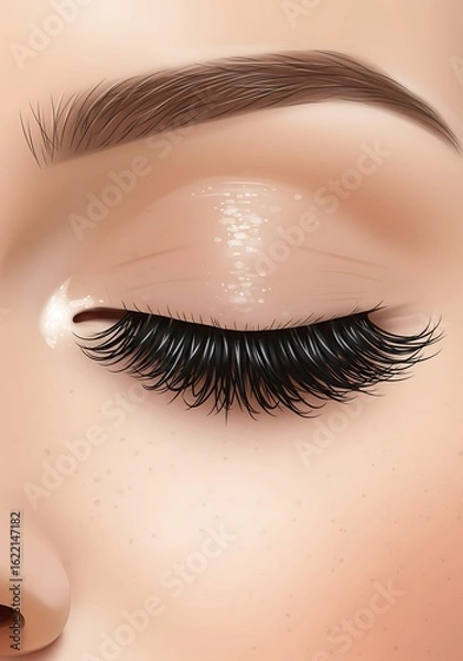 Obraz Serene Eyes: Close-up, Lush Lashes, Digital Art