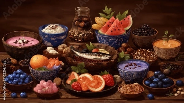 Fototapeta Still life of healthy foods