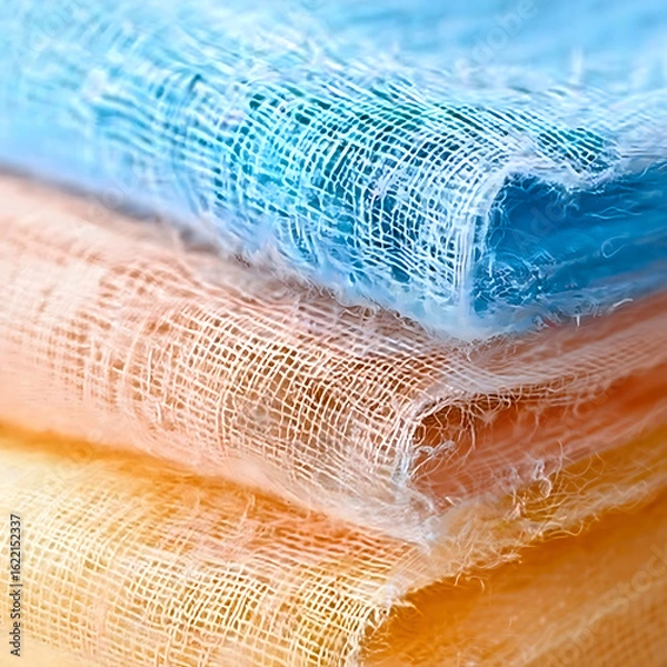 Fototapeta Close-Up of Colorful Gauze Fabric in Pastel Shades